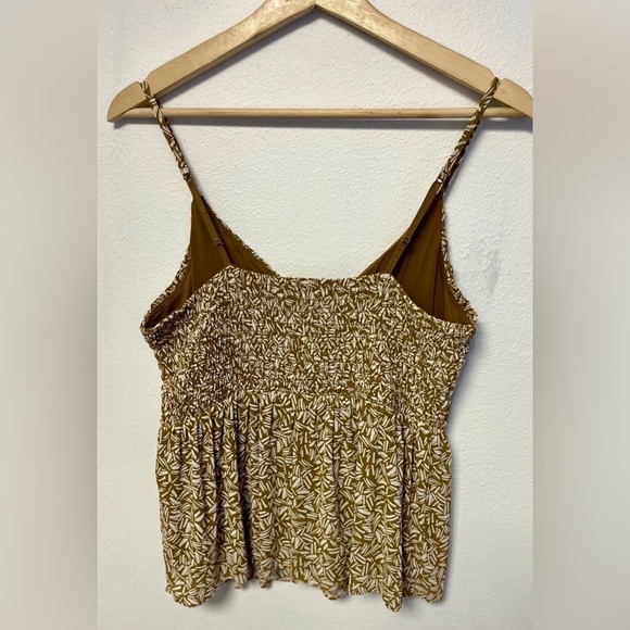 Babydoll Tan Cami V Neck Mesh Smocked Swing Y2K Style 
Women’s Size Medium - Picture 6 of 8